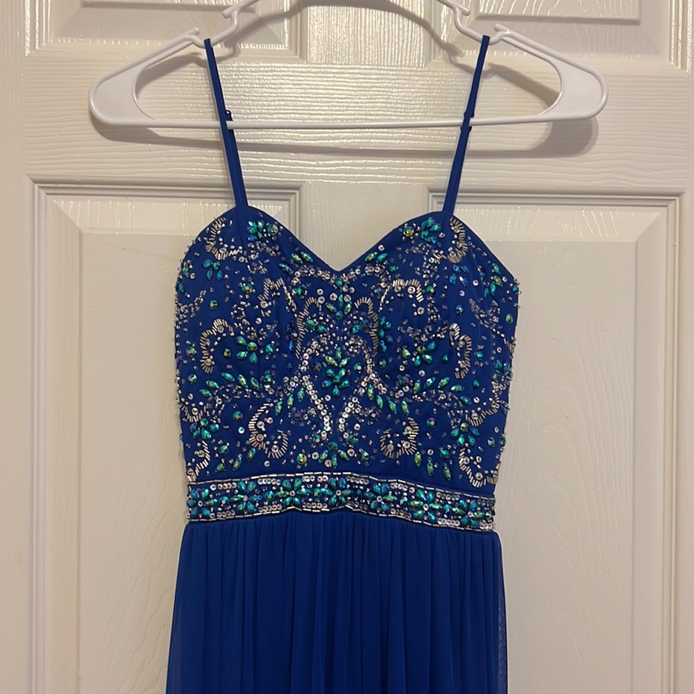 Blue sequin maxi dress